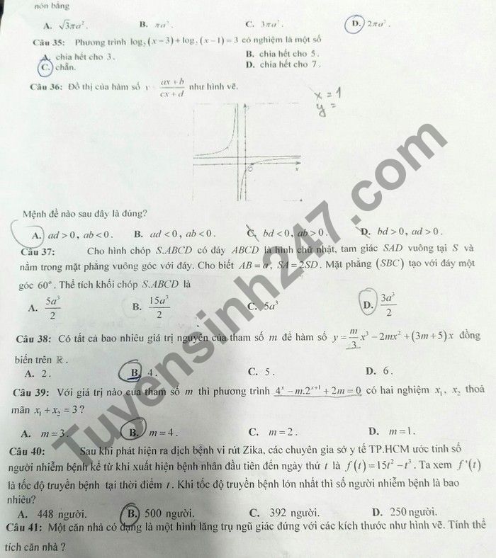 De thi hoc ki 1 mon Toan lop 12 THPT TP Sa Dec nam 2020