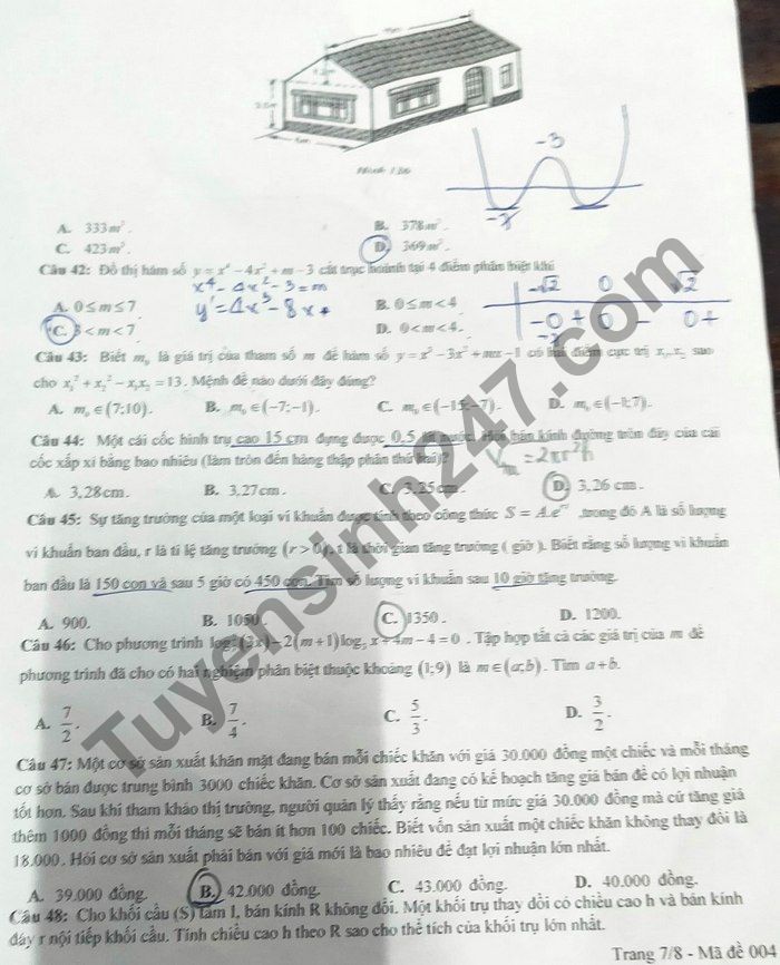 De thi hoc ki 1 mon Toan lop 12 THPT TP Sa Dec nam 2020