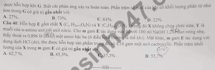 De thi hoc ki 1 nam 2020 mon Hoa lop 12 Truong THPT Ky Anh