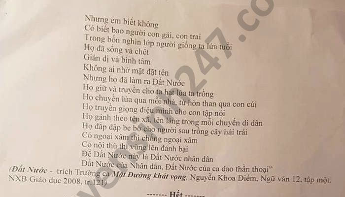 De thi hoc ki 1 mon Van lop 12 THPT Yen Thanh 2 nam 2020