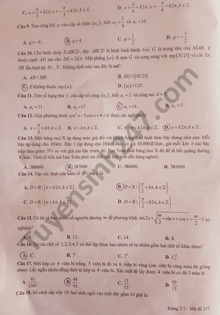 De thi hoc ki 1 nam 2020 Toan lop 11 so GDKHCN Bac Lieu