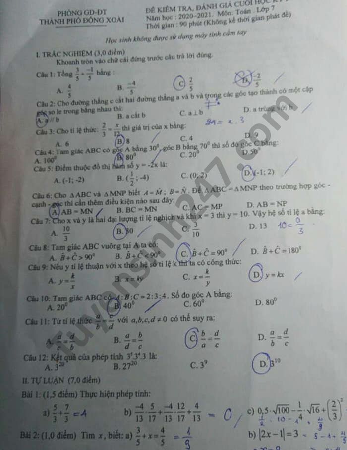 De thi hoc ki 1 nam 2020 Toan lop 7 Phong GD TP Dong Xoai