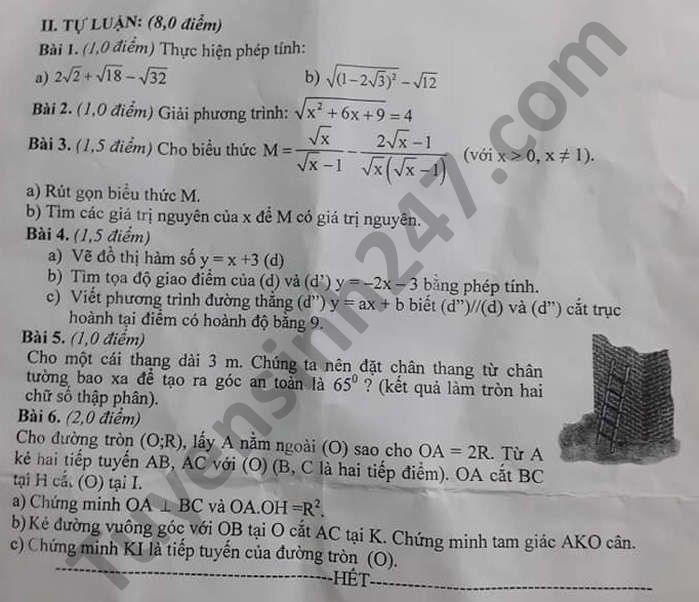 De thi hoc ki 1 mon Toan lop 9 nam 2020 THCS Thanh Phu Long