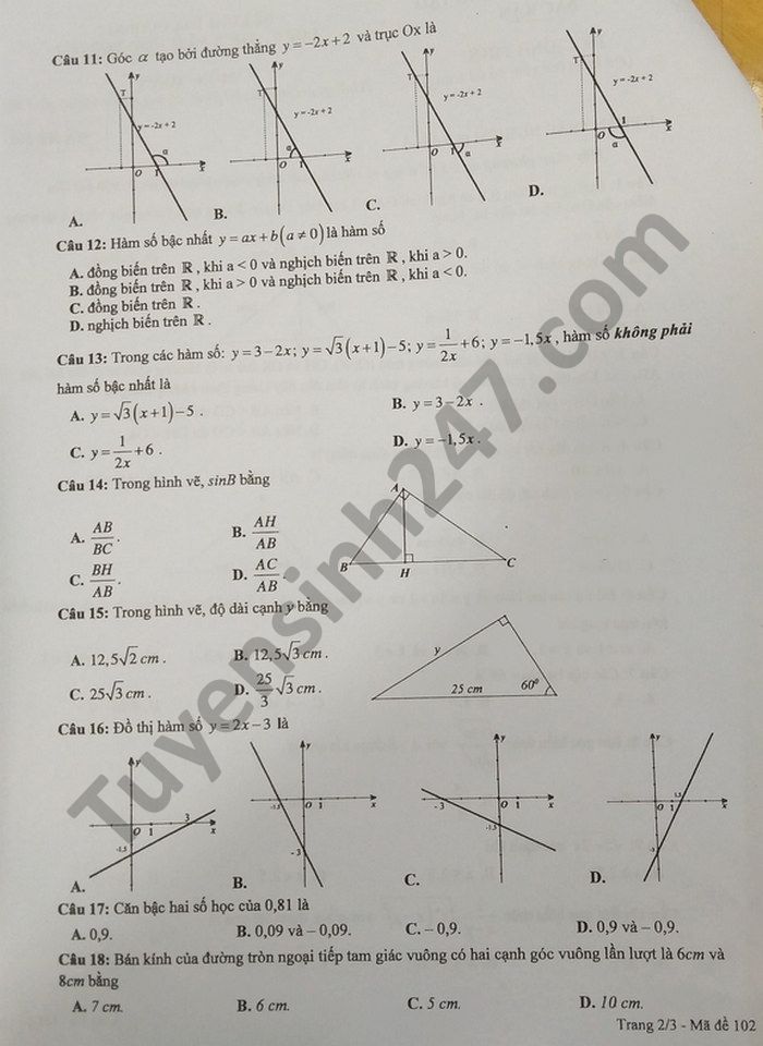 De thi hoc ki 1 mon Toan lop 9 nam 2020 tinh Bac Kan
