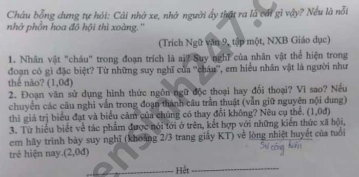 De thi hoc ki 1 nam 2020 Phong GD Quoc Oai mon Van lop 9