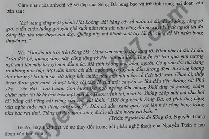 De thi thu Tot nghiep THPT 2021 lan 1 mon Van THPT Chuyen Lao Cai