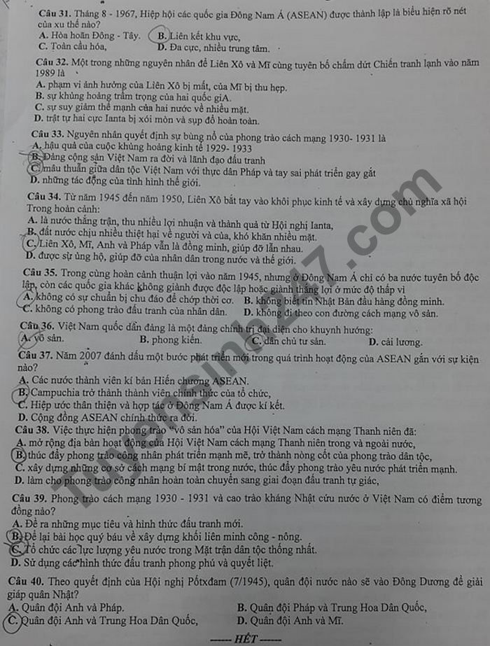 De thi thu Tot nghiep THPT 2021 lan 1 THPT Chuyen Lao Cai mon Su