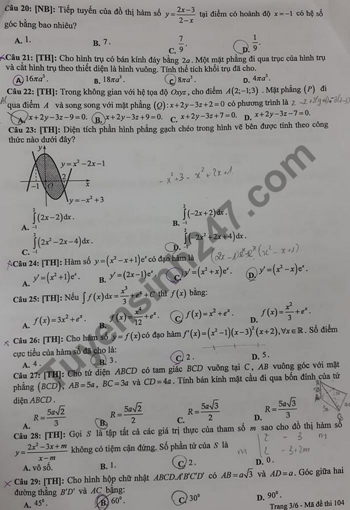 De thi thu Tot nghiep THPT 2021 mon Toan lan 1 THPT Chuyen Lao Cai