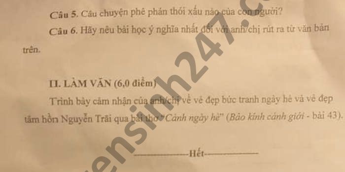 De thi hoc ki 1 Van lop 10 nam 2020 THPT Le Chan