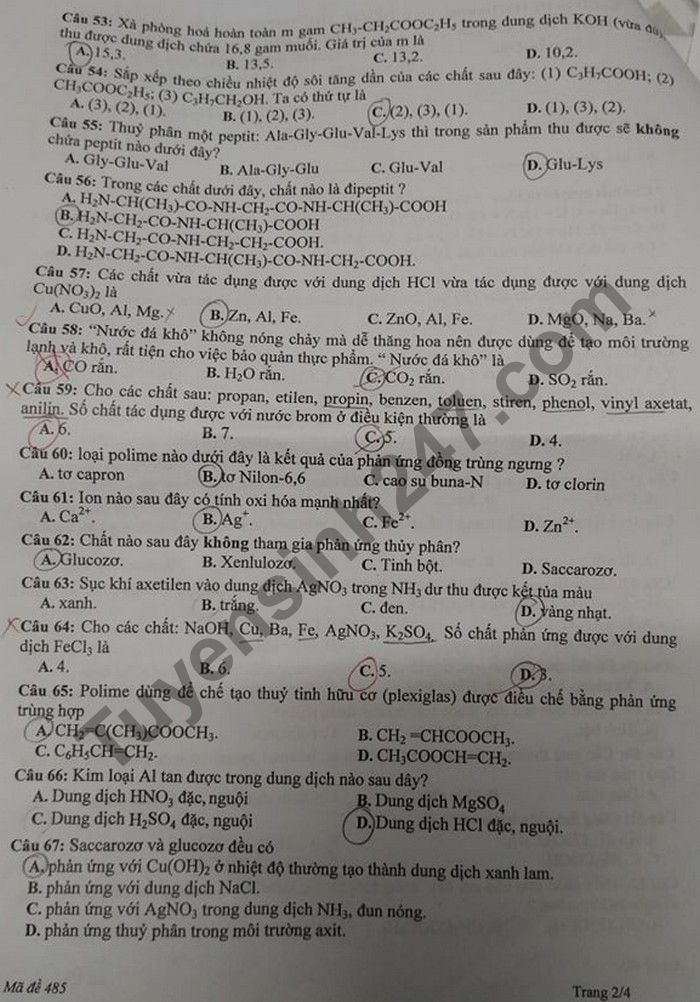 De thi thu Tot nghiep THPT 2021 lan 1 mon Hoa THPT Chuyen Nguyen Trai