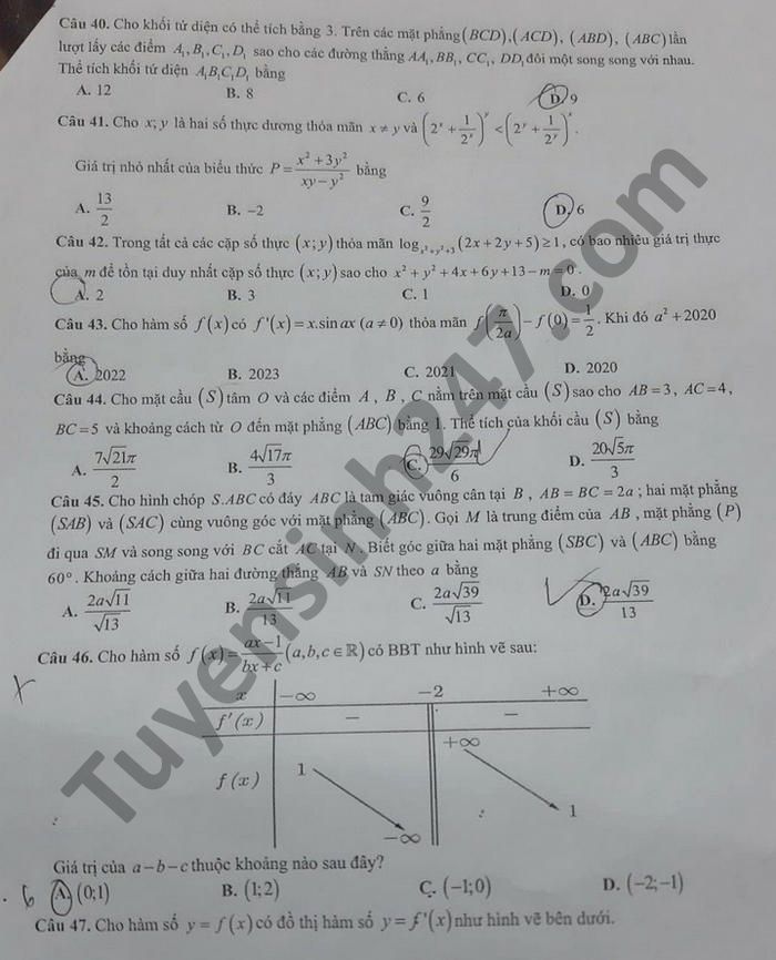 De thi thu tot nghiep THPT 2021 lan 2 mon Toan THPT Hau Loc 4