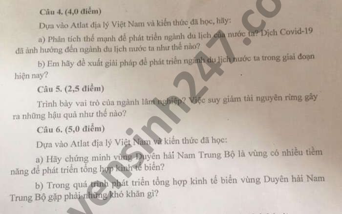 De thi chon HSG cap THCS huyen Phu Yen nam 2021 Dia lop 9
