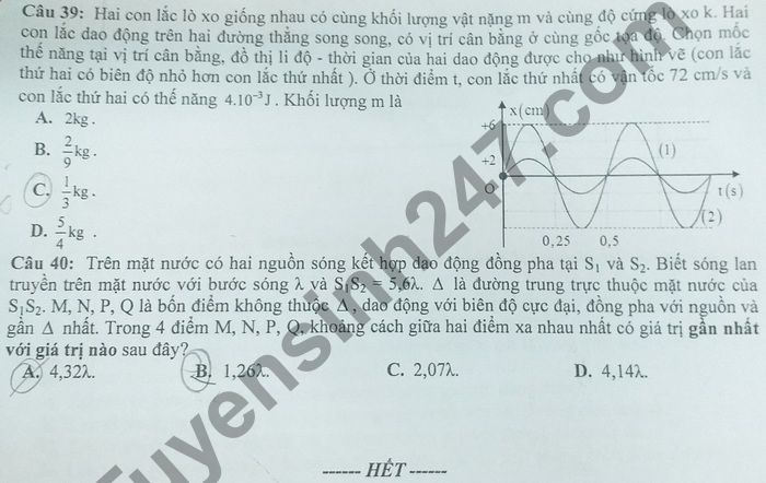 De thi thu THPTQG 2021 lan 1 mon Ly THPT Chuyen Nguyen Binh Khiem