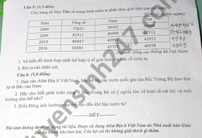 De thi chon hoc sinh gioi Dia lop 10 THPT Hai Ba Trung nam 2021