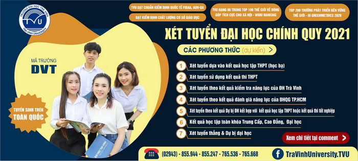 Phuong thuc tuyen sinh Dai hoc Tra Vinh 2021