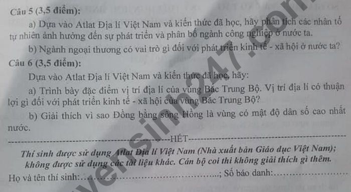 De thi chon hoc sinh gioi cap huyen THCS 2021 tinh Tien Giang mon Dia