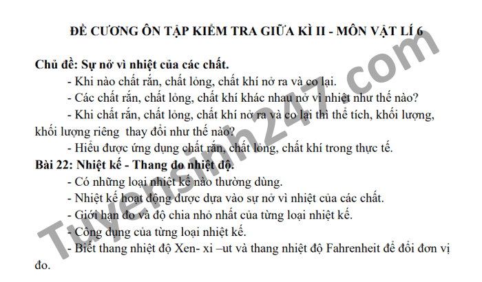 De cuong on tap giua hoc ki 2 Ly lop 6 THCS Thuong Phuoc 1 2021