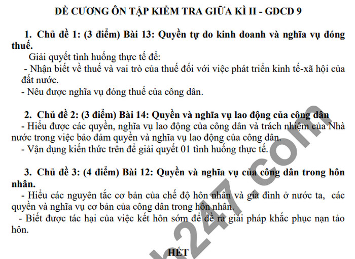 De cuong giua ki 2 nam 2021 mon GDCD lop 9 THCS Thuong Phuoc 1