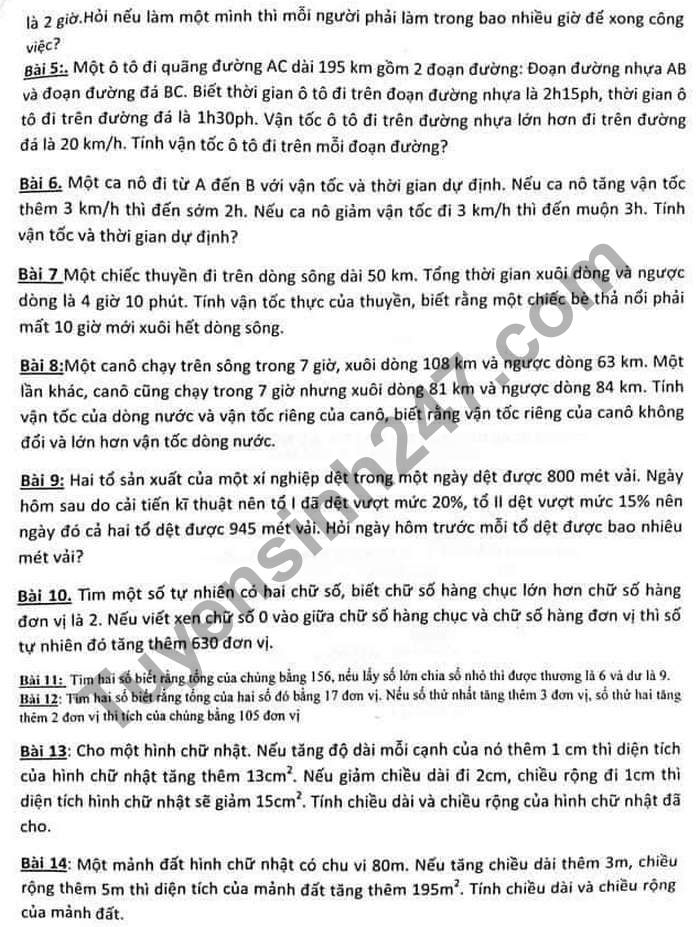 De cuong on tap giua ki 2 lop 9 mon Toan - THCS Dich Vong 2021