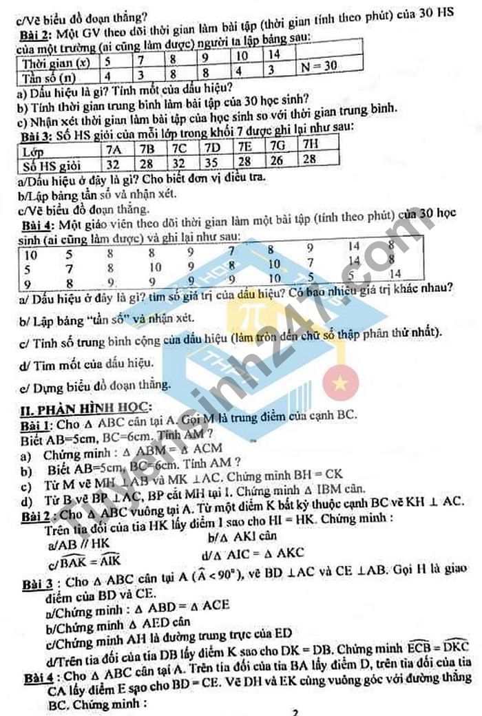 De cuong on tap giua ki 2 nam 2021 THCS Thinh Liet lop 7 mon Toan