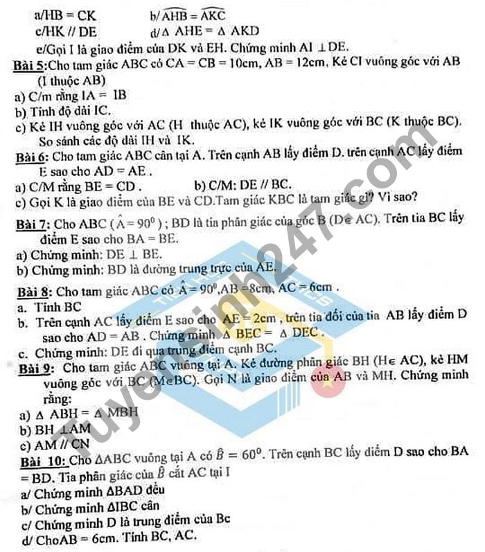 De cuong on tap giua ki 2 nam 2021 THCS Thinh Liet lop 7 mon Toan