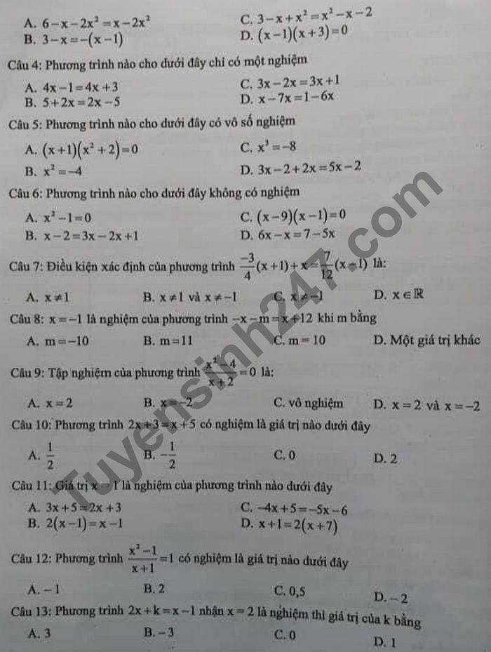 De cuong giua ki 2 mon Toan lop 8 THCS Phan Dinh Giot 2021