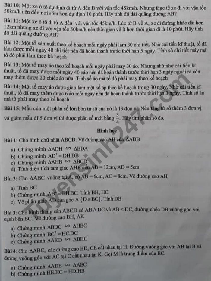 De cuong giua ki 2 mon Toan lop 8 THCS Phan Dinh Giot 2021