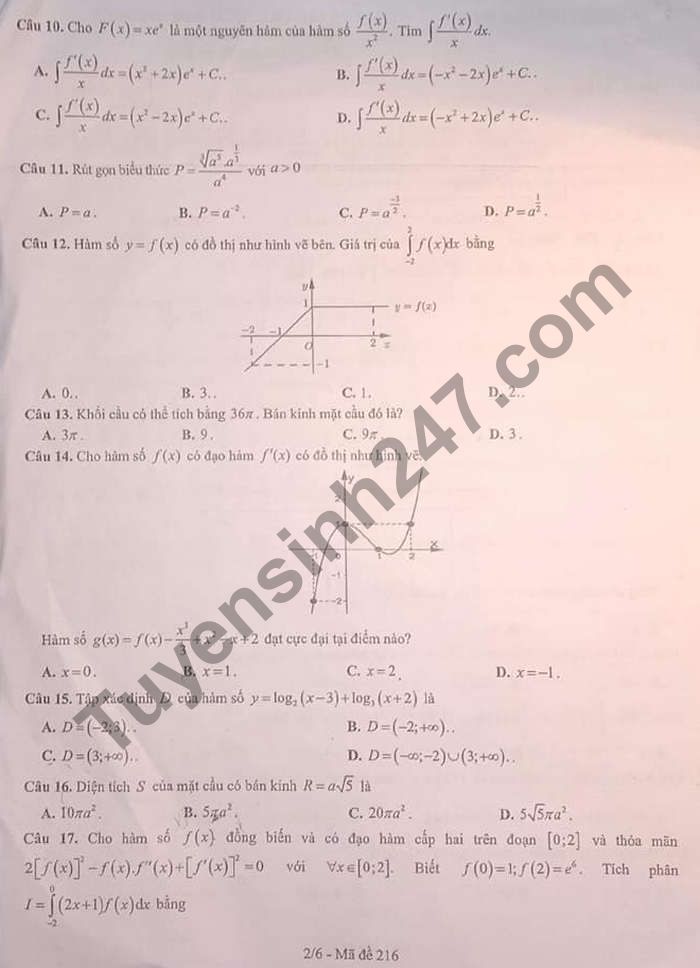 De thi giua ki 2 mon Toan lop 12 THPT Quy Hop 2021