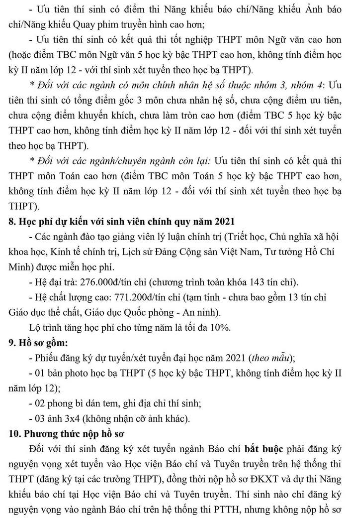 Hoc vien Bao chi va Tuyen truyen cong bo phuong an tuyen sinh 2021