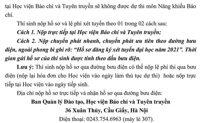 Hoc vien Bao chi va Tuyen truyen cong bo phuong an tuyen sinh 2021