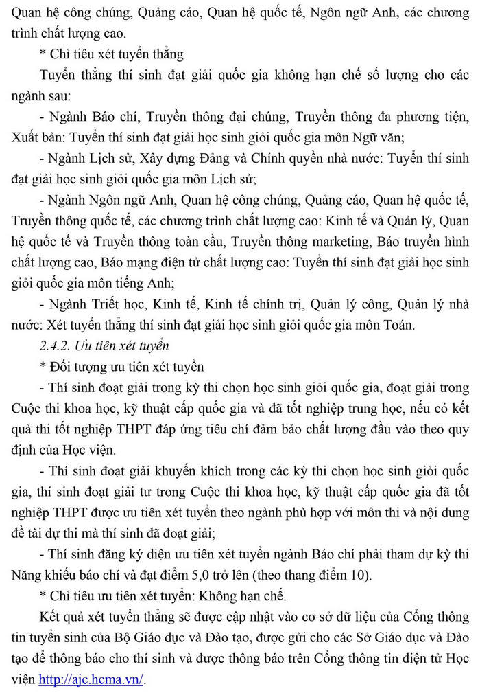 Hoc vien Bao chi va Tuyen truyen cong bo phuong an tuyen sinh 2021