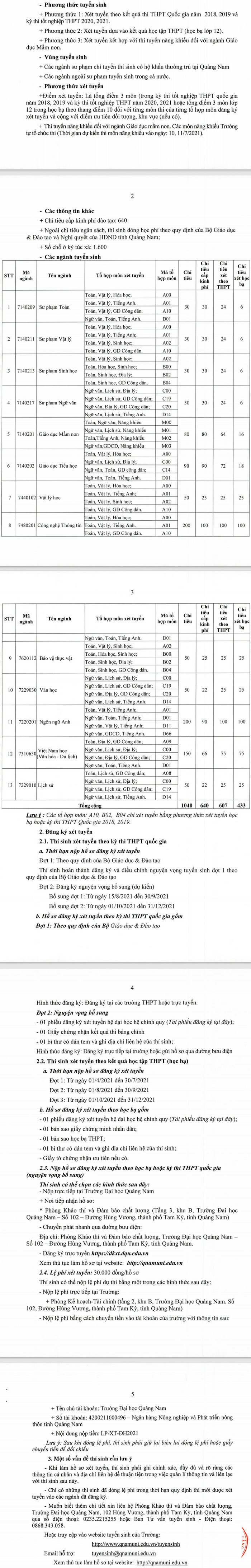 Phuong an tuyen sinh Dai hoc Quang Nam 2021