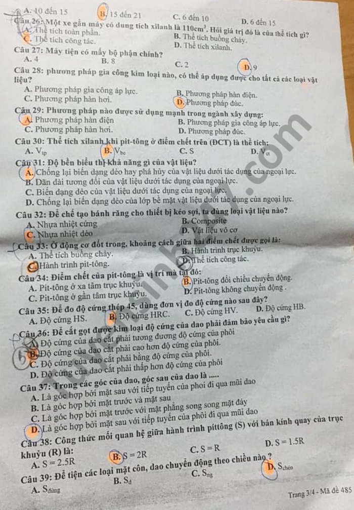 De thi giua ki 2 Cong Nghe lop 11 THPT Nguyen Binh Khiem 2021