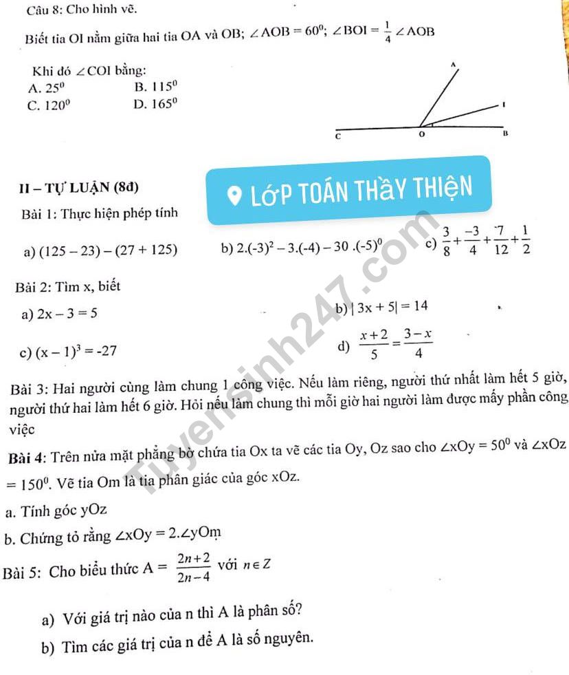 De thi giua ki 2 lop 6 mon Toan THCS Han Thuyen 2021