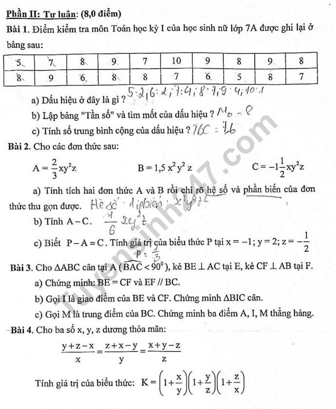 De thi giua ki 2 lop 7 mon Toan - THCS Luong The Vinh 2021