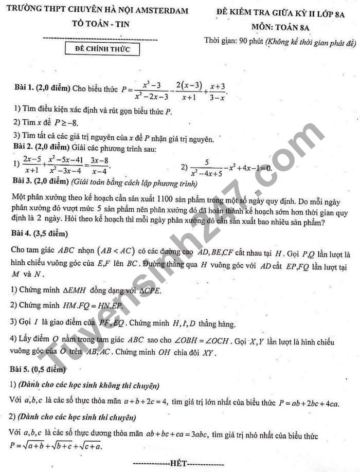 De thi giua ki 2 mon Toan lop 8 THPT Chuyen Ha Noi Amsterdam 2021