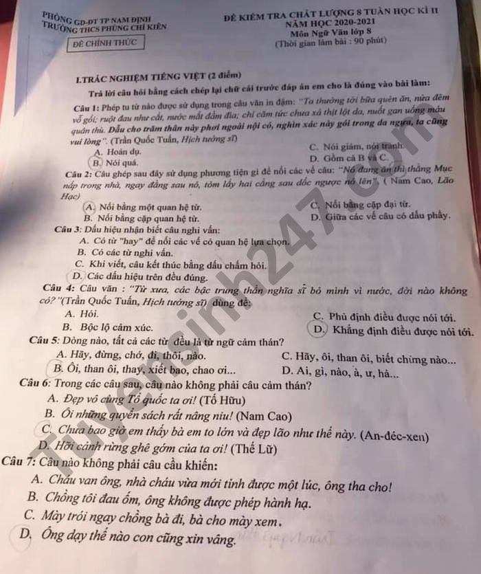 De thi giua hoc ki 2 nam 2021 Van lop 8 THCS Phung Chi Kien