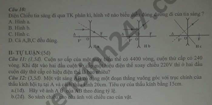 De thi giua ki 2 nam 2021 THCS Dong Hieu mon Ly lop 9