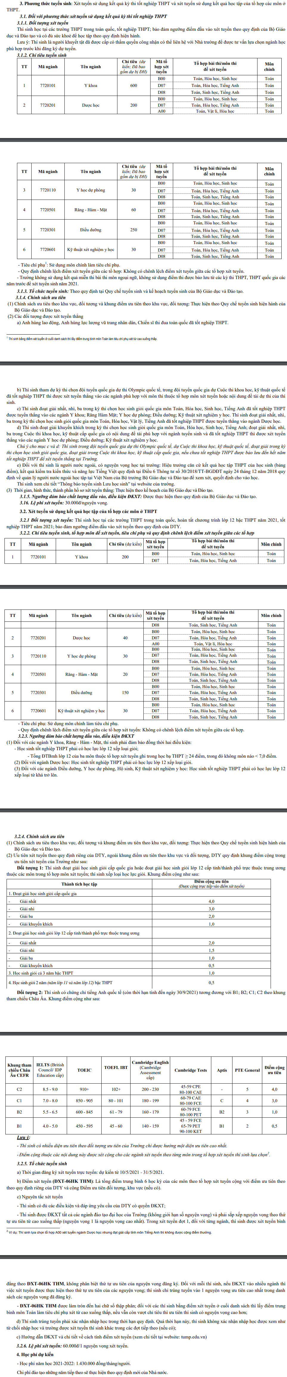 Phuong an tuyen sinh Dai hoc Y Duoc - DH Thai Nguyen 2021