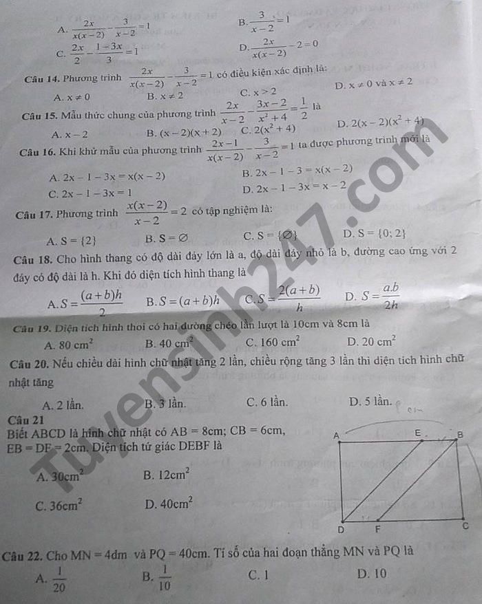 De thi giua hoc ki 2 mon Toan lop 8 huyen Tan Yen nam 2021