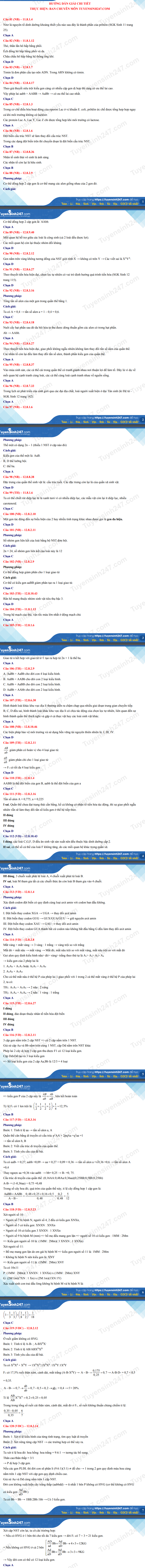 Huong dan giai de minh hoa mon Sinh tot nghiep THPT 2021