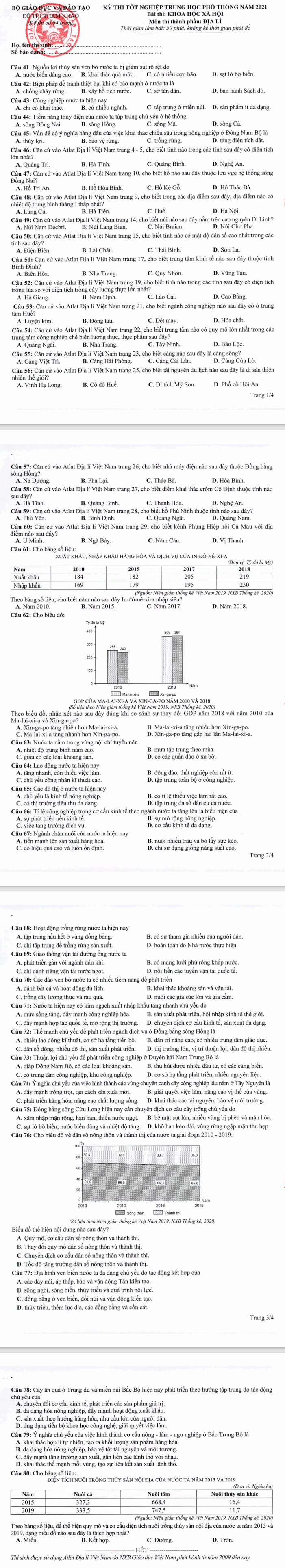Huong dan giai de minh hoa tot nghiep THPT mon Dia 2021