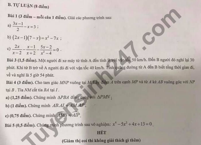De thi giua ki 2 Toan lop 8 THCS&THPT M.V.Lomonoxop nam 2021