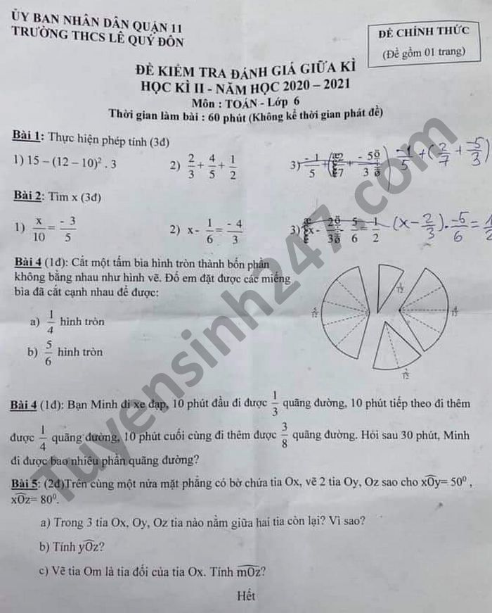 De thi giua ki 2 THCS Le Quy Don nam 2021 mon Toan lop 6