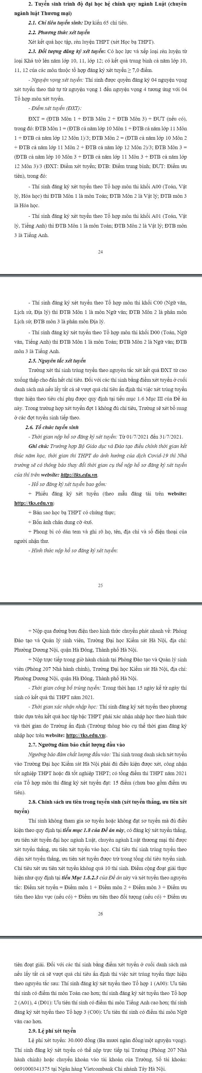 Dai hoc Kiem sat Ha Noi cong bo phuong an tuyen sinh 2021