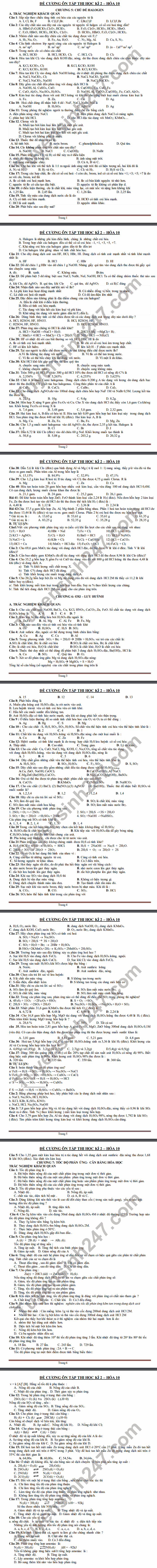De cuong on tap hoc ki 2 2021 THPT Ngo Quyen mon Hoa lop 10