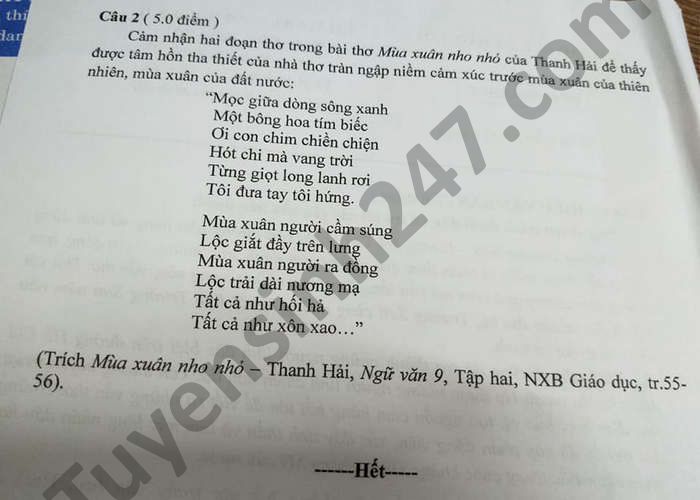 De thi hoc ki 2 nam 2021 mon Van lop 9 tinh Binh Duong