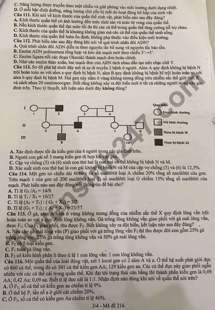 De thi thu tot nghiep THPT mon Sinh 2021 - So GD Lao Cai