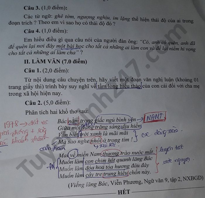 De thi hoc ki 2 nam 2021 lop 9 mon Van Phong GD Cai Lay