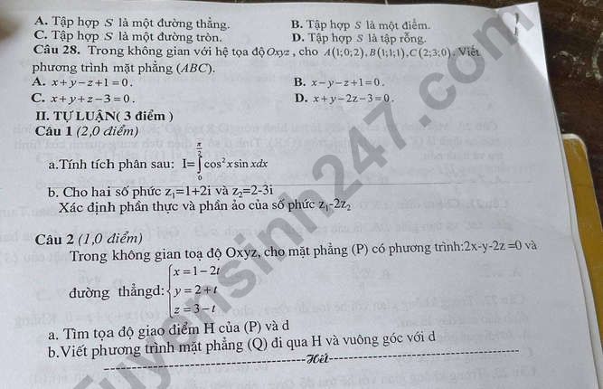De thi ki 2 mon Toan lop 12 nam 2021 - Thieu Hoa